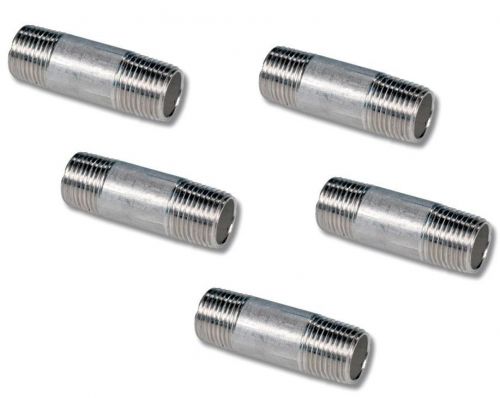 5 pack 316 stainless steel pipe nipple 1/8&#034; npt mnpt x 4&#034; long lead &amp; brass free for sale