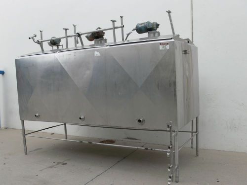 600 Gallon 3 Compartment Flavor Tank w/ Agitator Mixer, Stainless Steel Jacketed