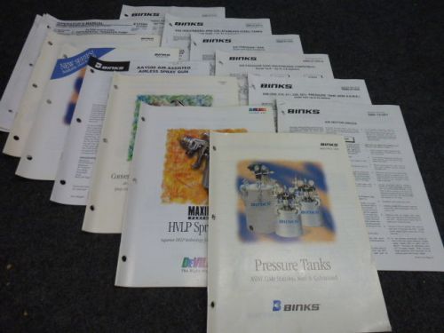 LOT OF 15 BINKS DEALER SPRAY EQUIPMENT MANUALS, AND SERVICE BULLETINS