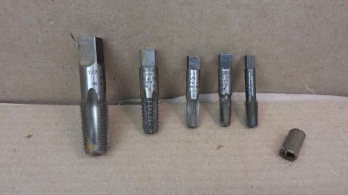 Lot of 5 pc NPT Pipe Tap Set (3)1/8&#034;,  1/4&#034;, 1/2&#034;, G.T.D, Card, Others (P6)