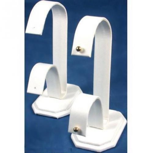 2 Earring Displays White Faux Leather Countertop