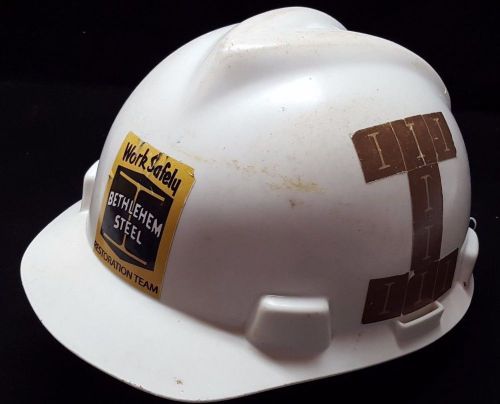 Vintage Bethlehem PA Steel Factory Restoration MSA Fiberglass Hard Hat Helmet 21