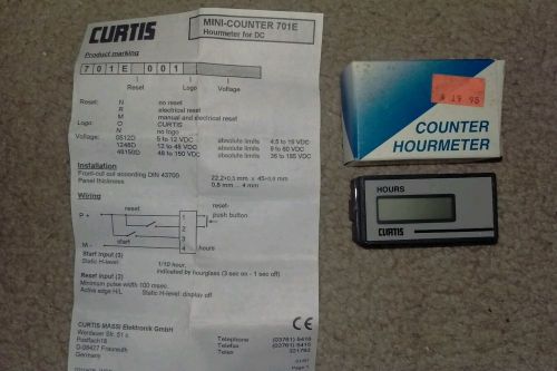 Curtis hour meter #701er001o512d resettable, 4.5-15 vdc for sale