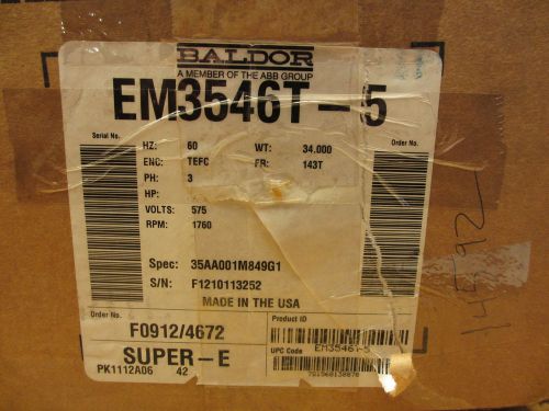 Baldor EM3546T-5 Electric Motor 1HP 575V  143T Frame 1760rpm 35AA001M849G1