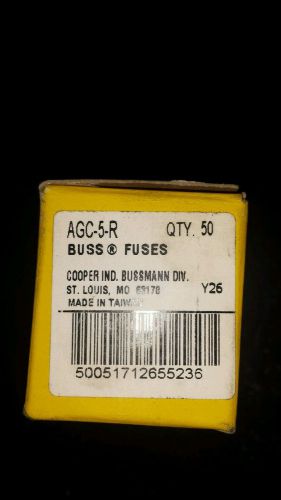 New in box lot of (10)  (5) pack buss agc-5-r 5a 250v cl agc fuse  new for sale