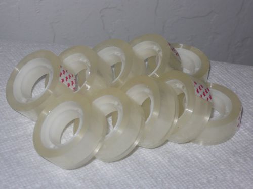 10 Rolls Transparent Crystal Clear Tape 3/4&#034;x1000&#034;  Dispenser Refill 1&#034; Core