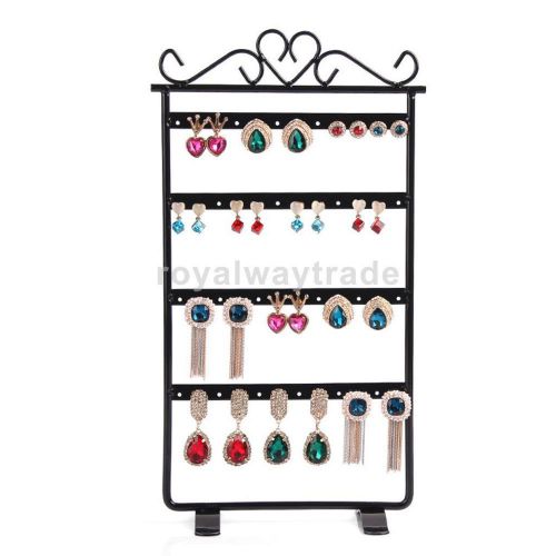 48-Hole Metal Earrings Ear Studs Jewelry Display Stand Rack Holder Black