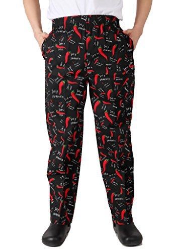 Chef Zerd Men&#039;s Fashion Chili Pattern Elastic Waist Chef Pants L