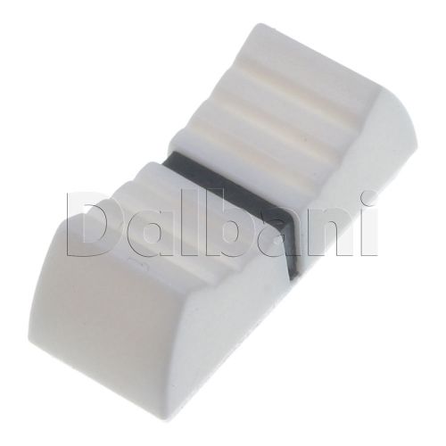 6pcs @$2.50 HJ-205 New Mixer Fader Slider Knob White w Black Stripe 4 mm Plastic