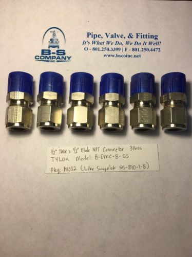 *New* 6 Pcs - TyLok 1/2&#034; Tube X 1/2&#034; Male NPT Connector 316ss, Model: 8-DMC-8-SS