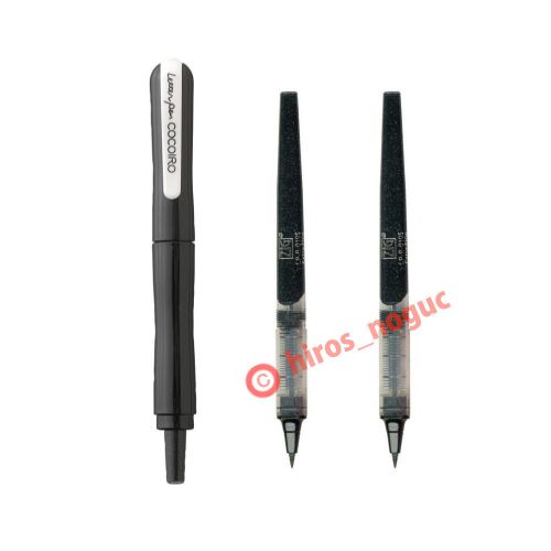 Kuretake ZIG Letter Pen Cocoiro, Shikkoku Japanese Black, 2 Black Ink Set