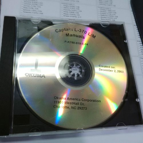 OKUMA CAPTAIN L370 L/M MANUALS IN CD FORM :P-K780-019-E-04 or 4 COPY MAKE OFFER