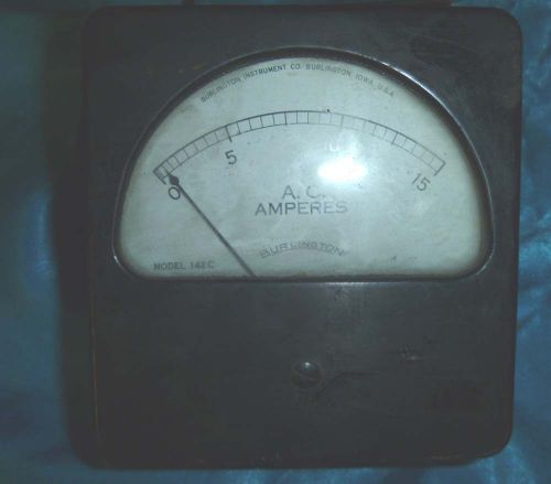 VINTAGE ELECTRICAL GAUGE BURLINGTON MODEL 142C A.C. AMPERES STEAMPUNK