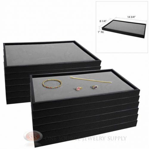 12 Wooden Jewelry Sample Display Trays With Padded Gray Velvet Pad Inserts