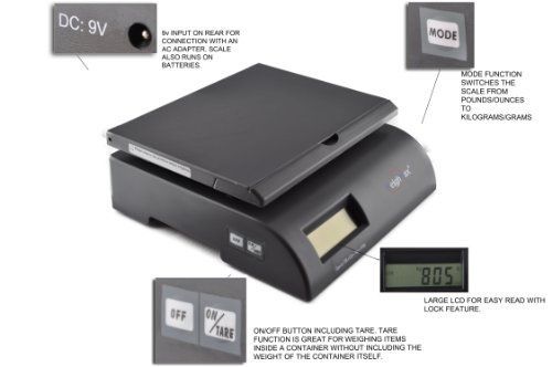 Weighmax capacity postal shipping scale, battery and ac adapter included, gray for sale