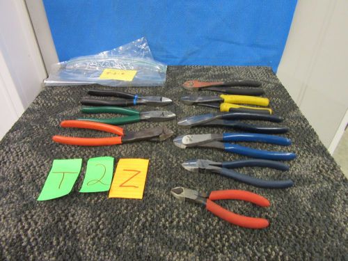 9 PRO AMERICA KAL SIDE CUTTING PLIERS 8&#034; 6&#034; 4&#034;DIAGONAL ANGLE HEAD WIRE USA USED