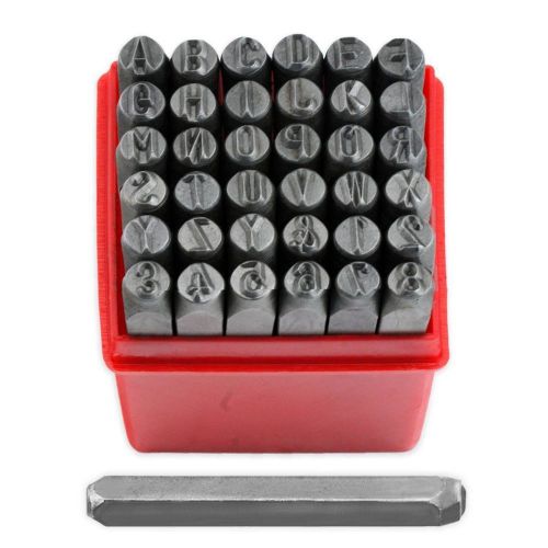 1/4&#034; 36pc Letter &amp; Number Stamp Punch Set 6mm Hardened Steel, Metal Wood Leather