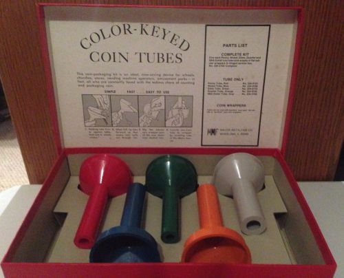 Color Keyed Coin Tubes Major Metalfab Co. Vintage Coin Roller