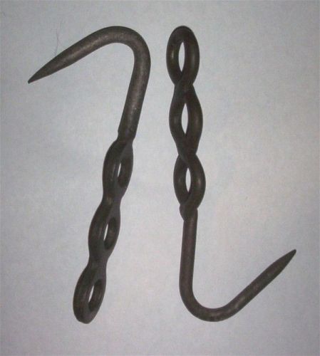 2) Vintage HEAVY-DUTY Steel Meat HOOKS - Butchering - Meat Cutter