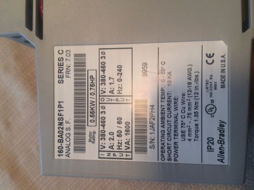 ALLEN BRADLEY VFD 160-BA02NSF1P1 variable frequency drive