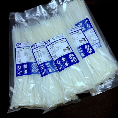 500 x 12 Inch 300mm x 4.8mm White Nylon 50 Lbs Wire Zip Cable Tie 300SD #so7