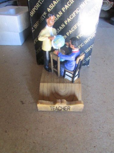 Teacher Business Card Holder Female African American  Resin