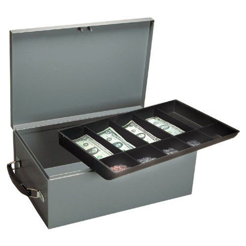 Buddy Products Jumbo Cash and Security Box with Tray  Steel  10.5 x 6 x 15.25 In