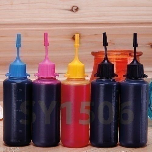 5x 50Ml EDiBLE Ink Refill for Canon Pixma &amp; Epson Refillable Cartridges Printer