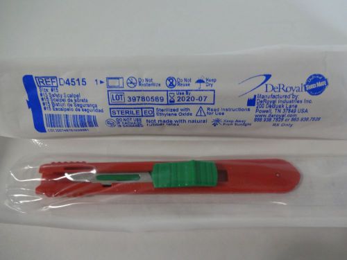 DeRoyal D4515 Safety Scalpel #15 STERILE (Lot of 2)