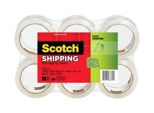 Sure start shipping packaging tape 1.88 inches x 54.6 yards 6 rolls 3450 6 for sale