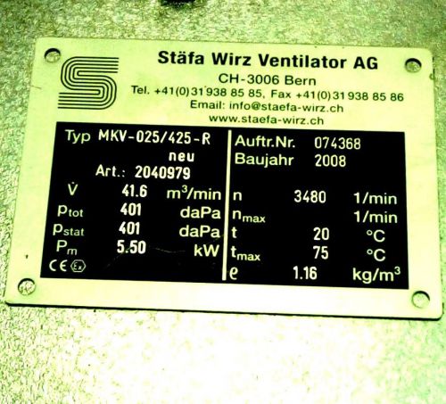 STAFA WIRZ VENTILATOR AG MKV-025/425-R