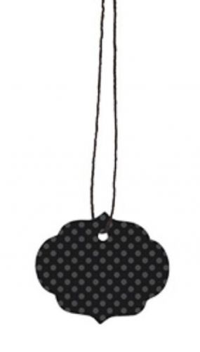 Lot 500 ornate black dots print 1 1/4 x 1 5/8 merchandise price tags strung for sale