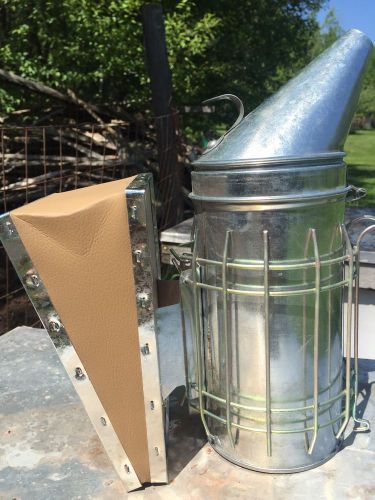 Bee Hive Smoker, Galvanized, 4x7&#034;, Heat Shield And Floor Spacer.