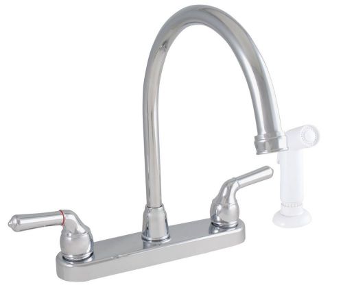 LDR 952 36425CP Exquisite Kitchen Faucet Gooseneck Dual Tulip Handle With Whi...