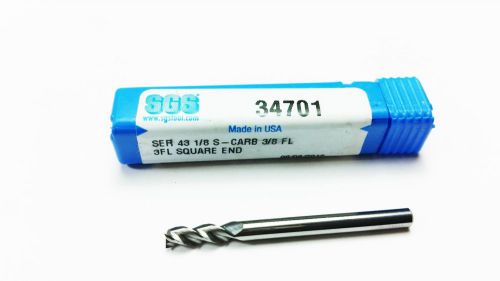 1/8&#034; sgs 34701 carbide 3 flute end mill (r 62) for sale