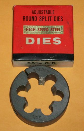 3/4 -14 NPT Adjustable Round Split Pipe Die HSS Outside Diameter 2&#034; NEW