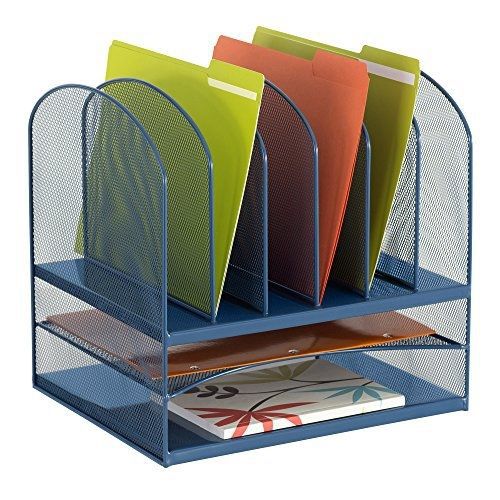 Safco Products 3255BU Onyx Mesh Desktop Organizer with 6 Verical/ 2 Horizontal