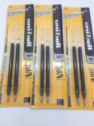 6 PACK Uni-Ball 207 Impact BOLD 1.0mm Retractable Gel Black Ink refills