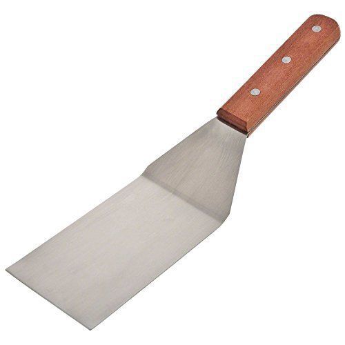 12 1/2 inch - stainless steel spatula turner with wood handle and square end for sale