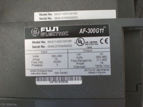 AF-300G11 10 HP  GE FUJI VARIABLE FREQUENCY DRIVE 6KG1143010X1B1 NEW OLD SURPLUS