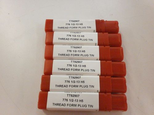 6pc) 1/2-13 H5 THREAD ROLL FORM PLUG TAP TIN COATED TITAN USA TT92907 TT131