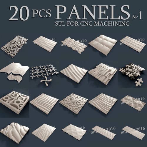 3d stl Model relief for CNC Router Artcam 20 pcs Pack №1