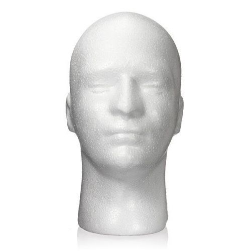 Male white foam mannequin head wig hat display