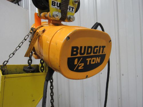 BUDGIT C486-3R Chain Hoist 1/2Ton 1000Lb W/Trolley 15&#039;4&#034;Lift 16FPM 1PH 120/240V