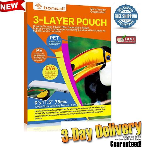 Bonsaii 3-layer Thermal Laminating Pouches photos,9 x 11.5 Inches 3 Mil,100 Pack
