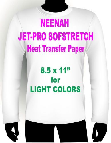 SOFSTRETCH INKJET IRON ON HEAT TRANSFER PAPER NEENAH JET PRO SS 8.5 X 11&#034; 75 PK