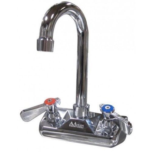 Apex 4&#034; wall mount nsf hand sink faucet with 5&#034; gooseneck spout aa-410 swing for sale