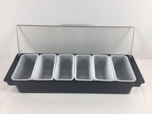 Rubbermaid Condiment Tray Bar Dispenser w/ Six 1-Pint Inserts #2890 FG289000BLA