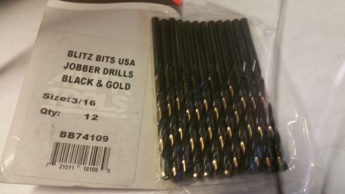 12 pc  3/16&#034; jobber length twist drills bits 135 degree split point for sale