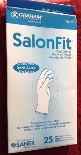 GRAHAM SALONFIT VINYL GLOVES - 25 Medium Total